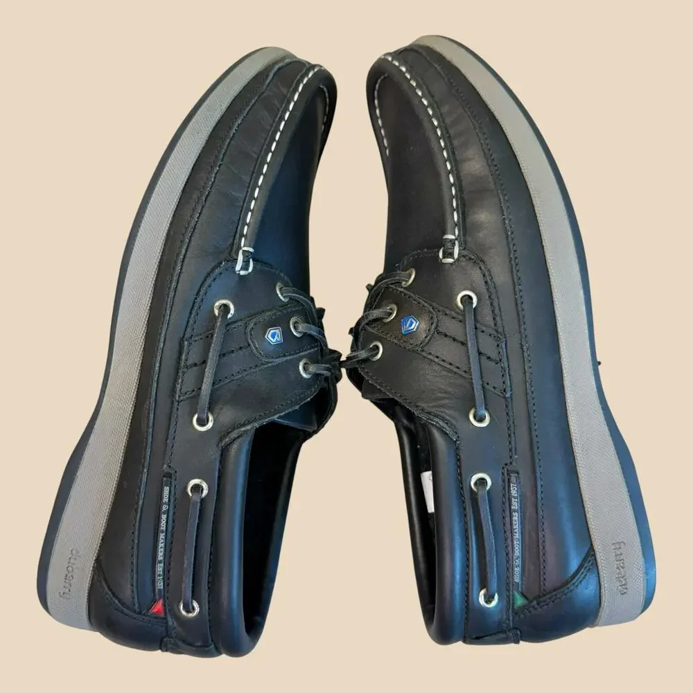 Dubarry of Ireland Mens Leather Deck Boat Shoes EU44 US10.5 Atlantic Navy Black